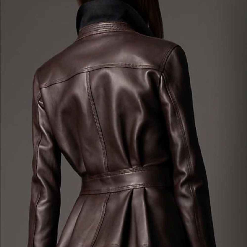 Burberry Dark Brown Leather Jacket - Picture 2 of 11